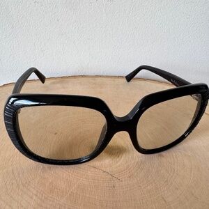 Christian Dior Taffetas Oversized Black Glasses Ribbed Frame Vintage Frames
